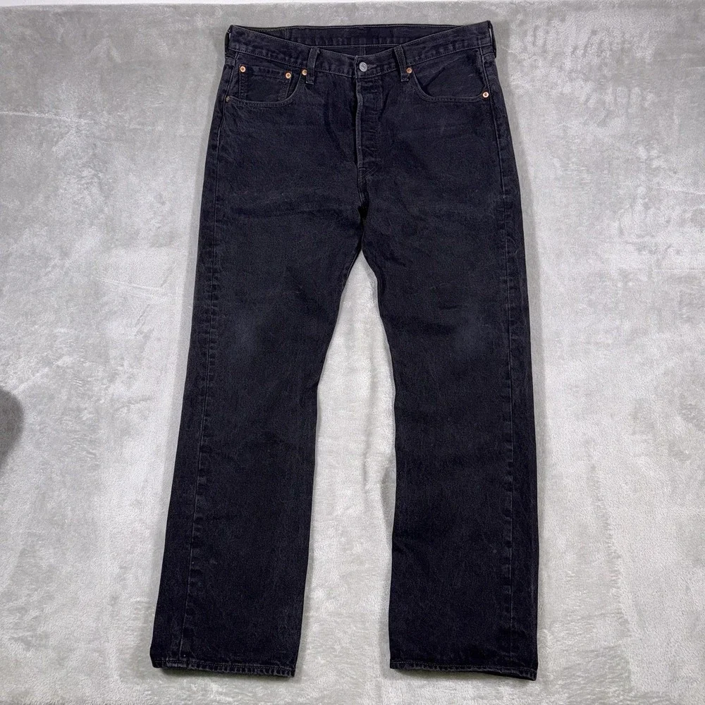 Levis 501XX Original Straight Leg Jeans Mens 38x34 Dark Wash Black Button Fly